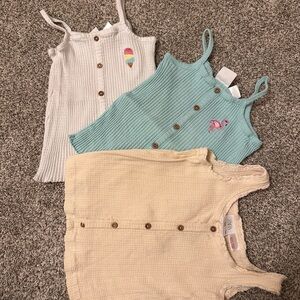 Zara Set of Three Ribbed Tank Tops with Embroidery